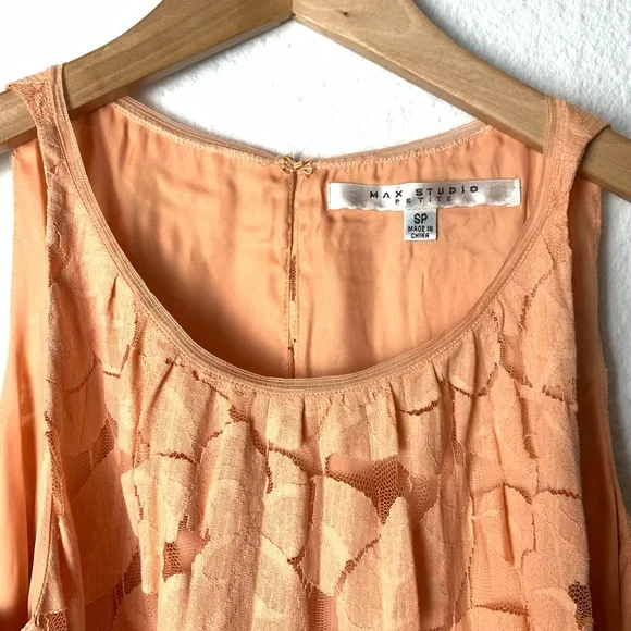Max Studio high neck peach lace Babydoll cottagecore sleeveless tank Sz SP boho - Picture 3 of 9